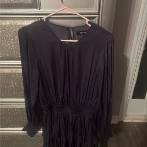 DO+BE Purple Tiered Ruffled Dress with Long Bishop Sleeves